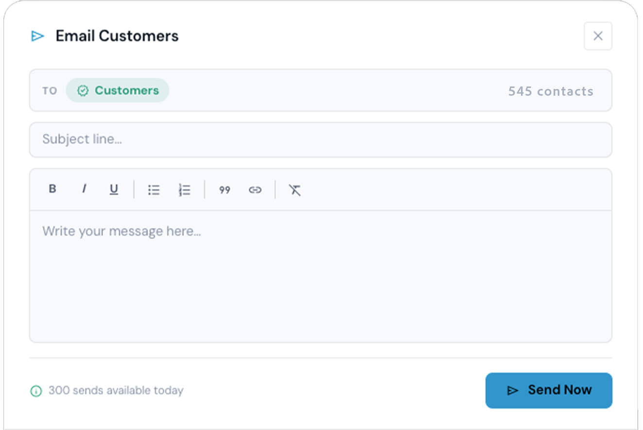 MyCRM email broadcast view